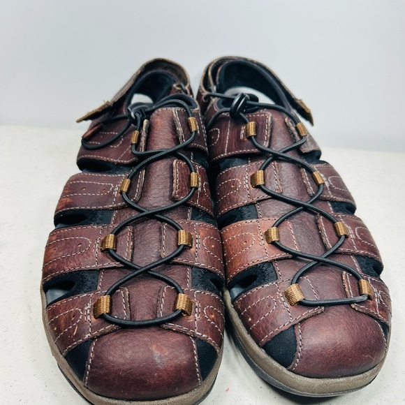 MENS CLARKS BRIXBY COVE BROWN LEATHER STRAP COMFORTABLE FISHERMAN SANDALS 13 main image 7